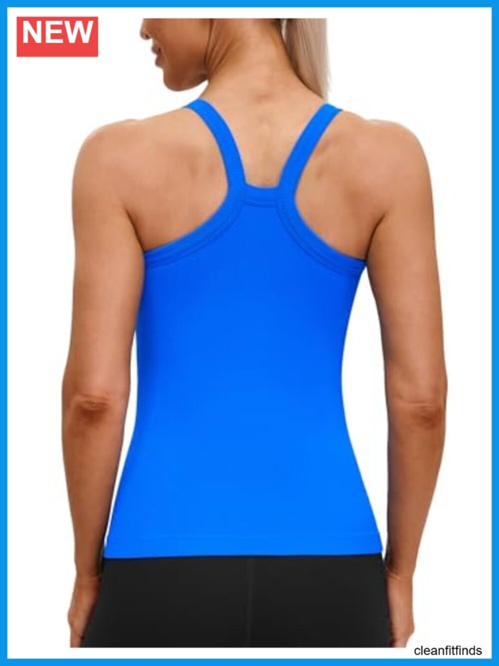 Seamless Ribbed Workout Tank with Built in Bra Racerback Athletic Yoga Shirt